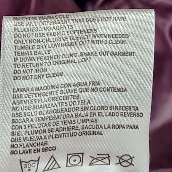 Calvin Klein Down Puffer Jacket Womens Medium Purple Hooded Packable Long Coat - Picture 14 of 16